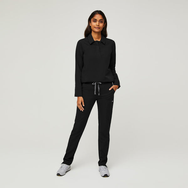 Women's Black Nala - Long-Sleeve ScrubPolo™