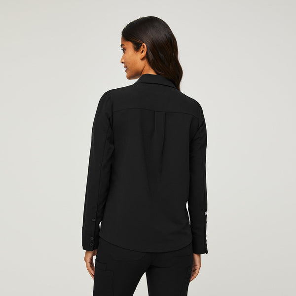 Women's Black Nala - Long-Sleeve ScrubPolo™
