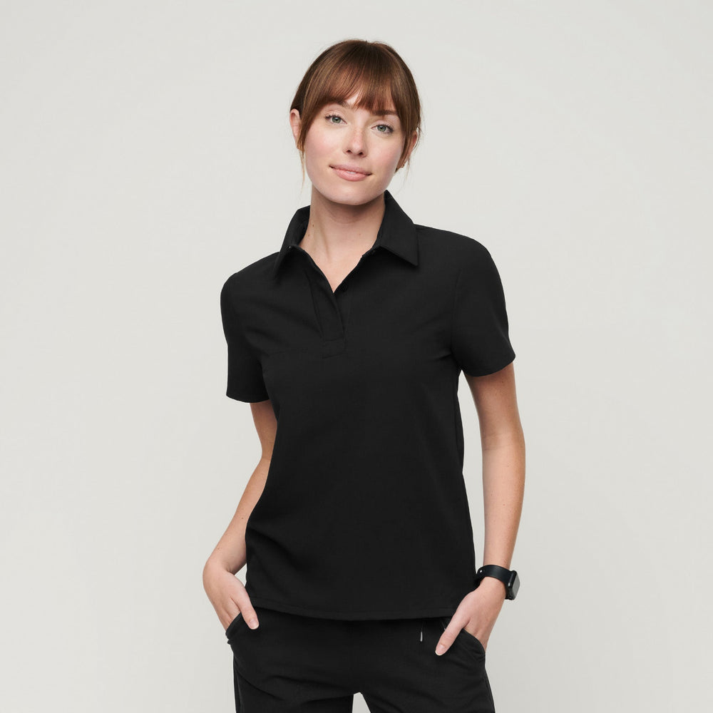 Women's Black Nala - Short-Sleeve ScrubPolo™