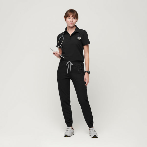 Women's Black Nala - Short-Sleeve ScrubPolo™