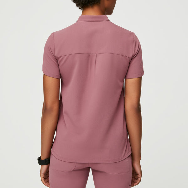Women's Mauve Nata - Zip Henley Scrub Top