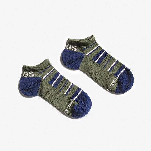 Women's Moss Olive Stripe - Ankle Socks
