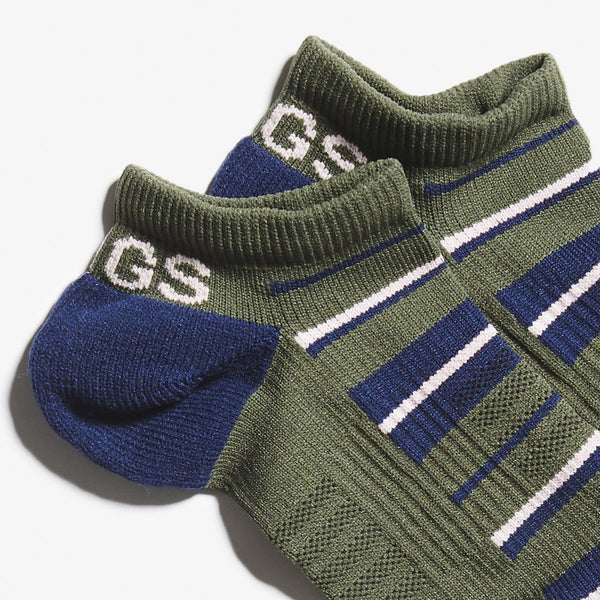 Women's Moss Olive Stripe - Ankle Socks