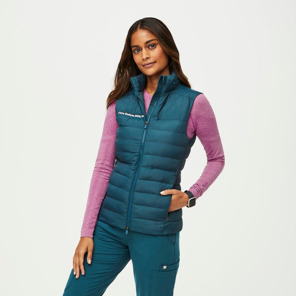 women's Caribbean Blue Packable - Puffer Vest