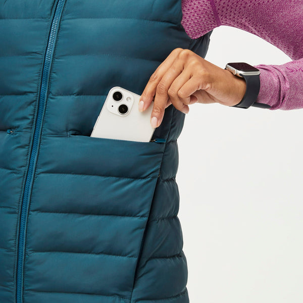 women's Caribbean Blue Packable - Puffer Vest
