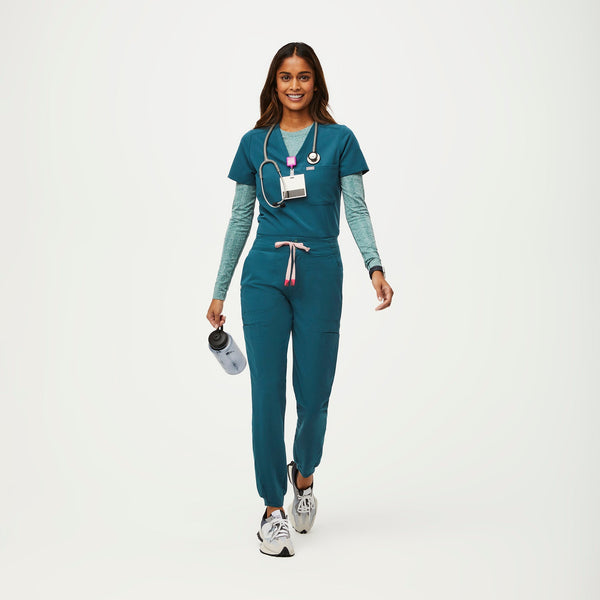 Women's Caribbean Blue Sumaiya High-Rise  - Skinny Scrub Pant