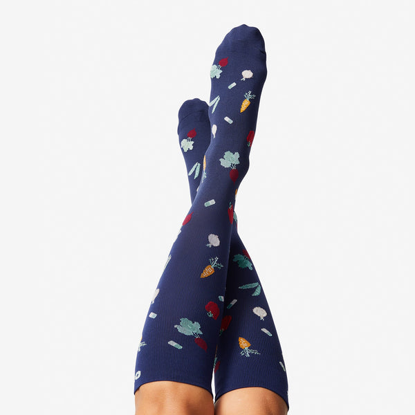 Women's Caribbean Blue Vegetables - Compression Socks