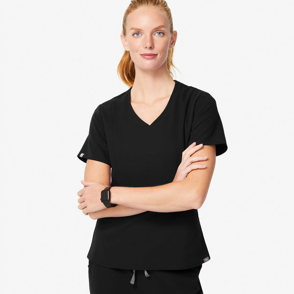 Women's Black Aburi - V-Neck Scrub Top
