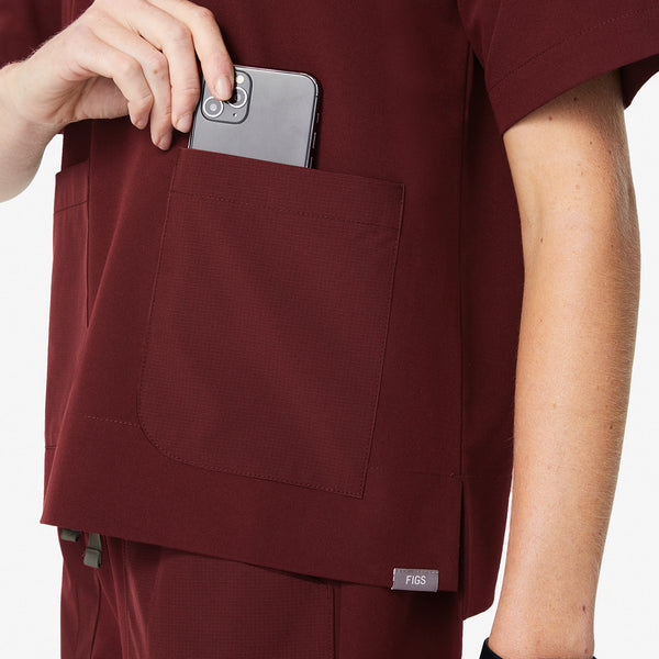 Women's Burgundy Bene - Crew Scrub Top