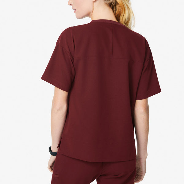 Women's Burgundy Bene - Crew Scrub Top