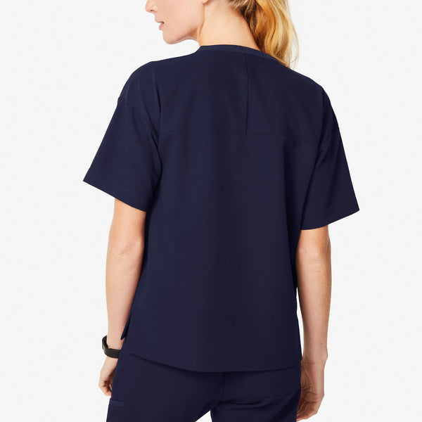 Women's Navy Bene - Crew Scrub Top