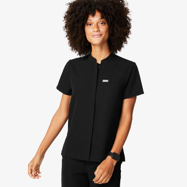 Women's Black Celemu -  Scrub Top