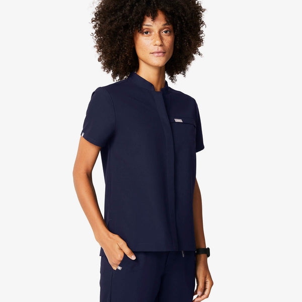 Women's Navy Celemu -  Scrub Top