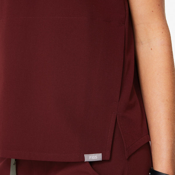 Women's Burgundy Igava - Short-Sleeve Polo Scrub Top