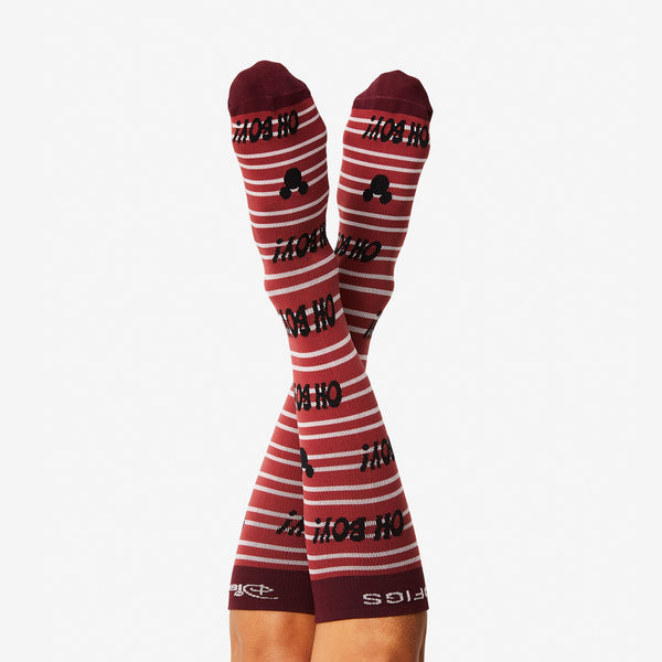Women's Red Oh Boy Stripe - Compression Socks